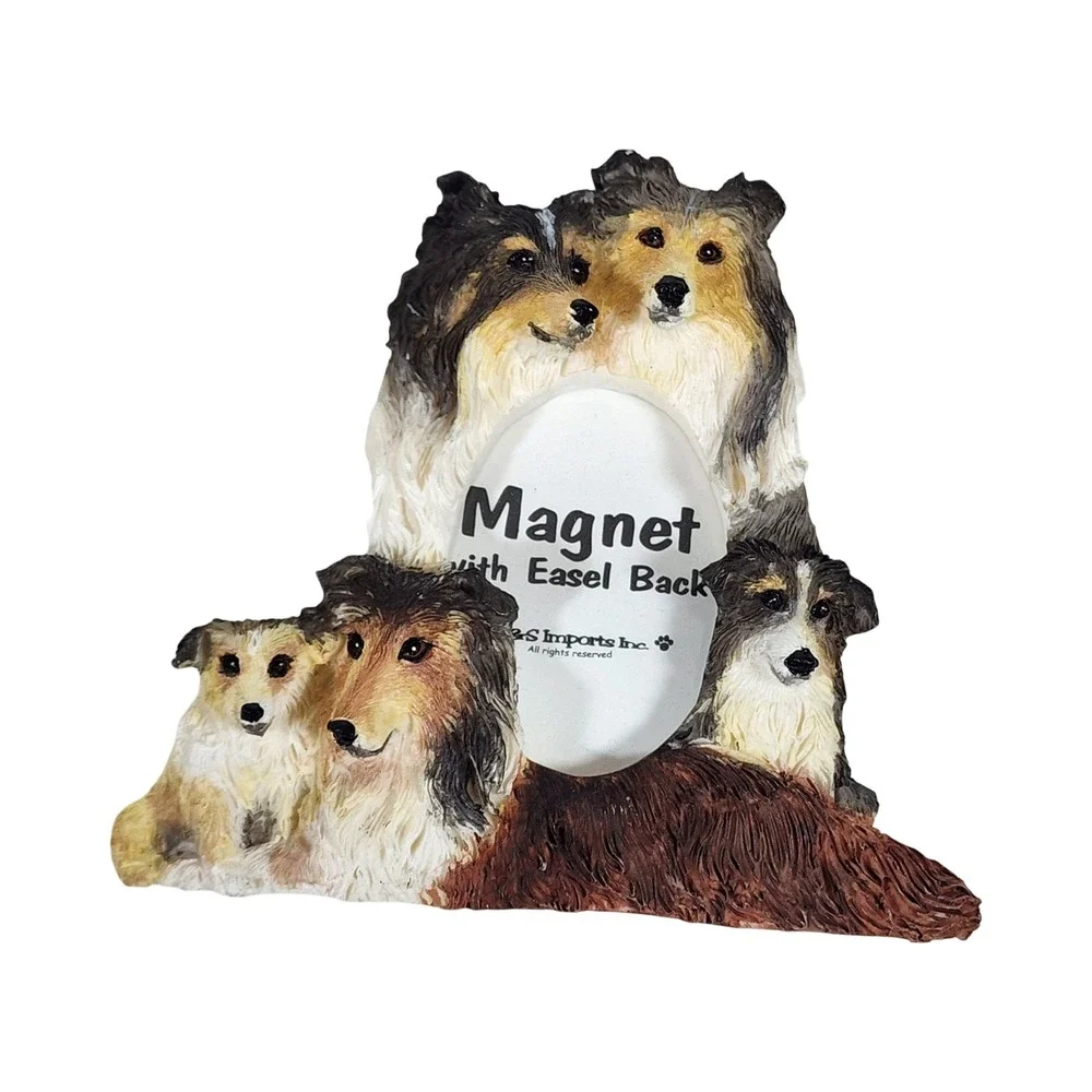 E&S Imports Sheltie Shetland Sheepdog Resin 3D Magnet Easel Back Picture Frame